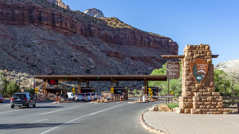 The entrance to Zion National Park, Springdale, Utah