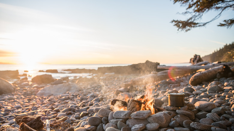 Camping on a beach in Juan de Fuca Provincial Park, British Columbia
