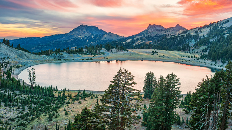 Lake Helen in Lassen Volcanic National Park during sunset