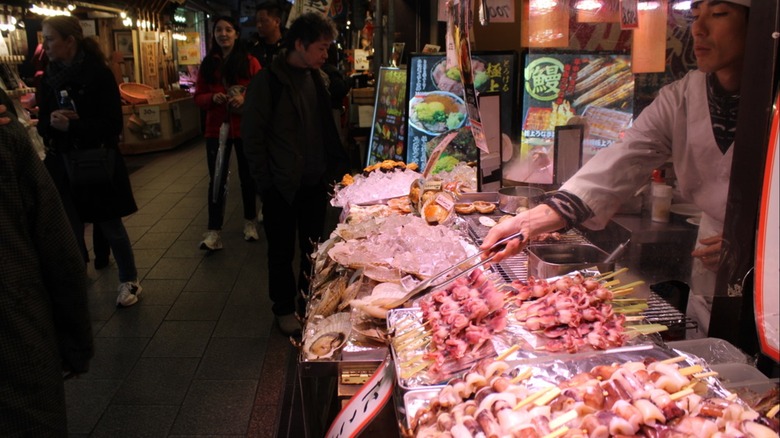 Meat vendor at Kyoto Market