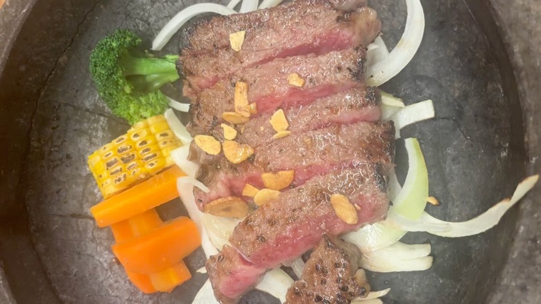 Medium rare Wagyu steak