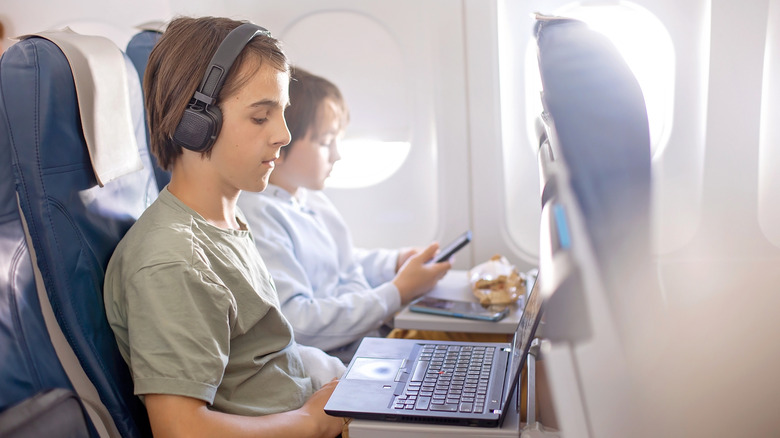 Child watching show on laptop