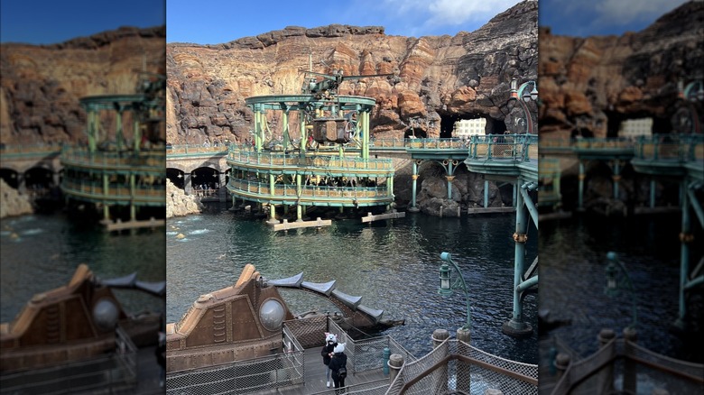 View of the lagoon area and a Jules Verne submarine