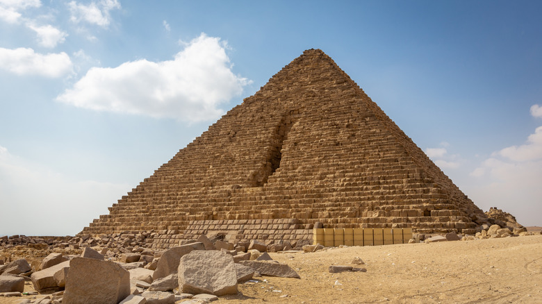 The Pyramid of Menkaure with fallen stones