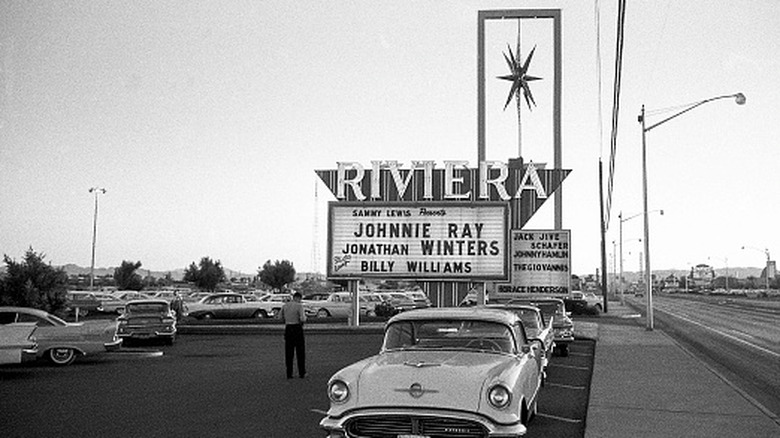 hotel sign with las vegas strip on the right