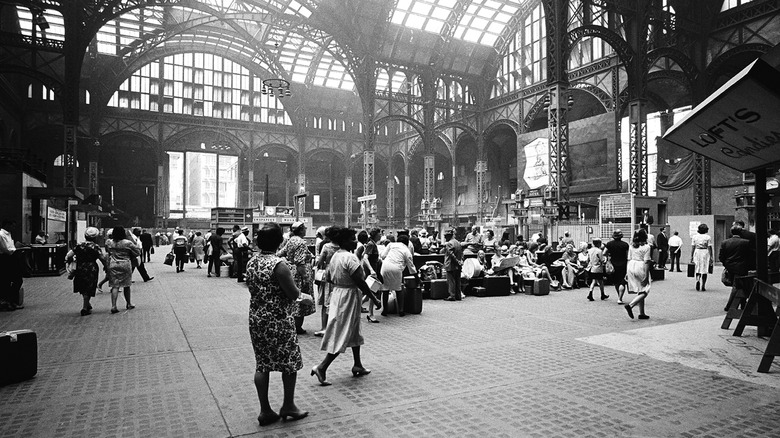 vintage black and white photo of Penn Station pre-demolition