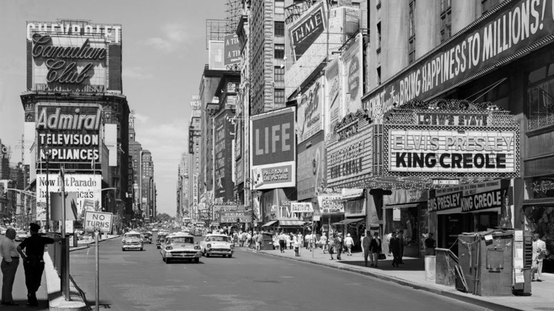 view of times square in the 1950s