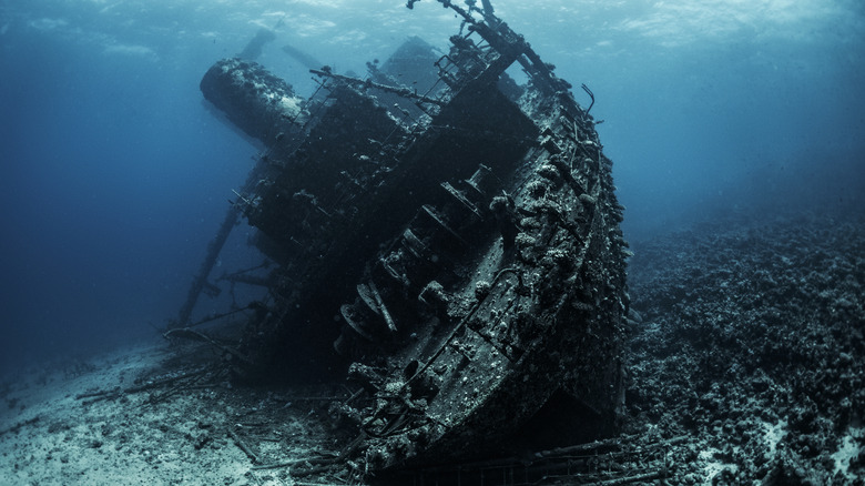 An underwater shipwreck