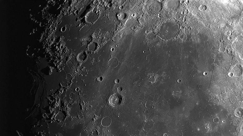 A view of moon craters from above