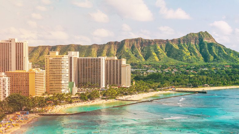 The sweep of Waikiki Beach