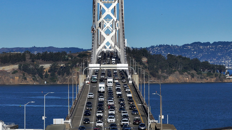 Traffic backs up on Interstate 80, The Bay Bridge, San Francisco