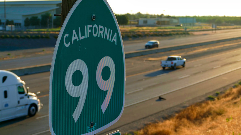 California 99 Highway Sign in Modesto, CA