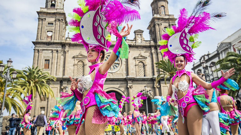 Carnival dancers on street