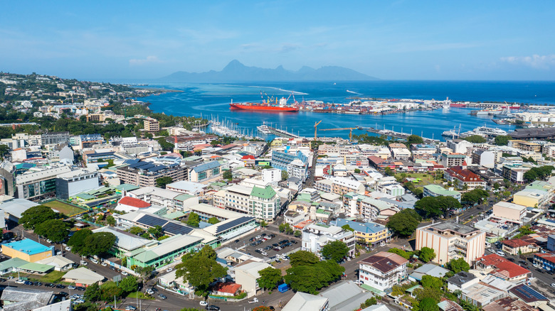 aerial view of Papeete, Tahiti