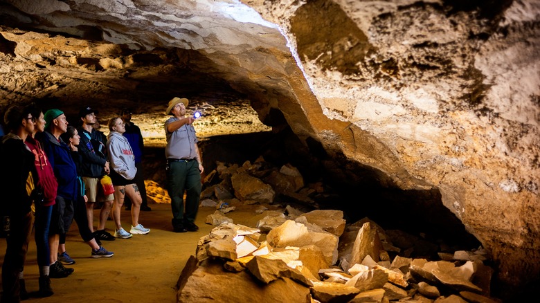 Tourists admire Mammoth Cave in Kentucky.