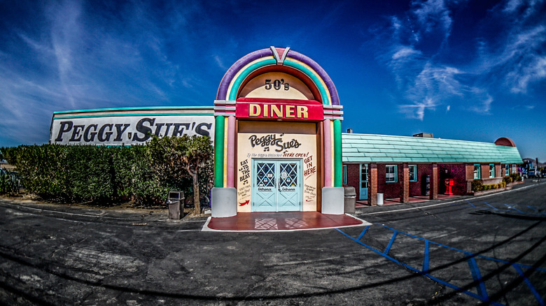 Peggy Sue's, a 1950s themed diner, located along Route 66 in Yermo, California