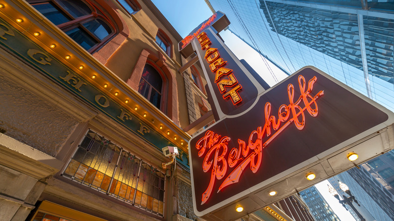 View of The Berghoff restaurant exterior, downtown Chicago, Illinois
