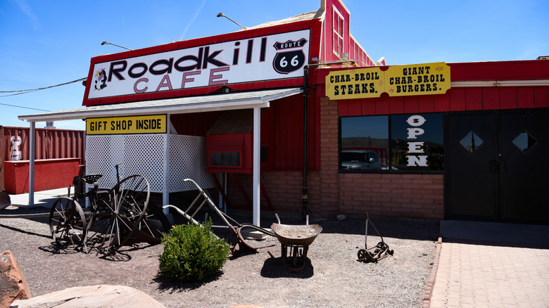 The famous Roadkill Cafe attraction on Route 66 in Seligman, Arizona