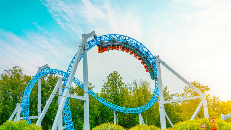 A looping roller coaster