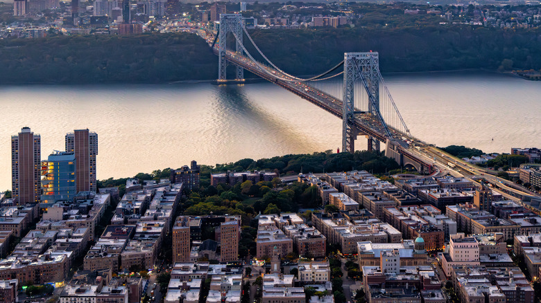 aerial shot of George Washington Bridge from Fort Lee New Jersey