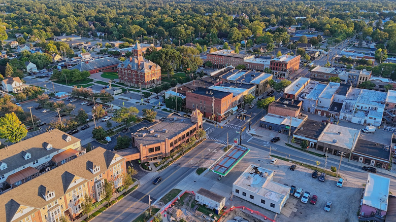 Aerial view of Downtown Howell, Michigan