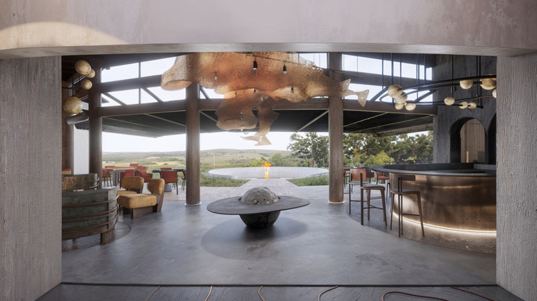 rendering of ORIGINS Astral Lodge dining area