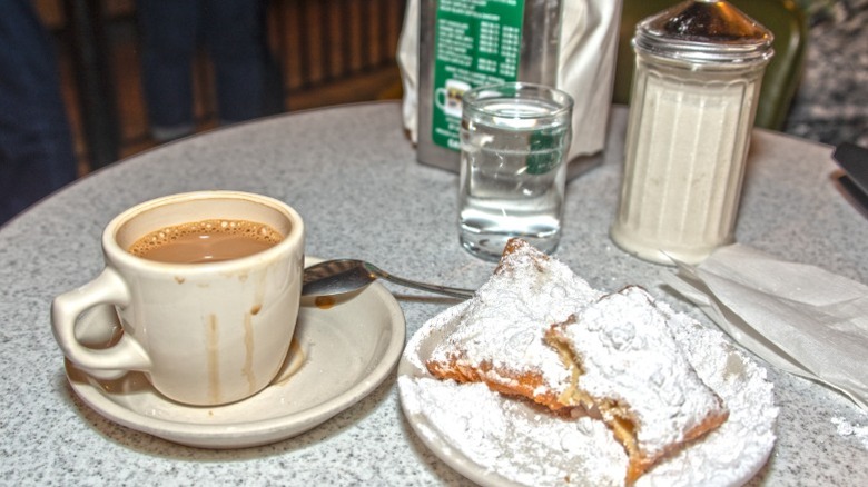 Chicory coffee and beignets at Cafe du Monde in New Orleans
