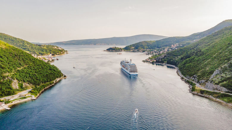 Regent Seven Seas ship in the Bay of Montenegro near Egypt