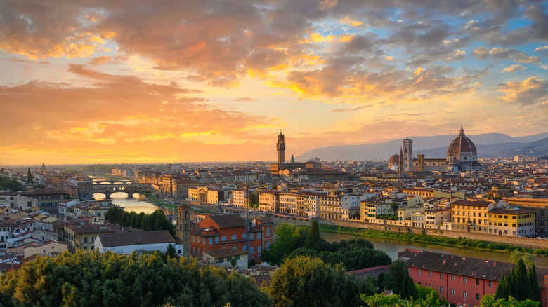 view of Florence at sunset from Pizzale Michelangelo