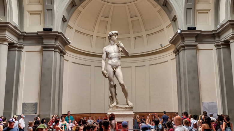 Michelangelo's David in a museum in Florence