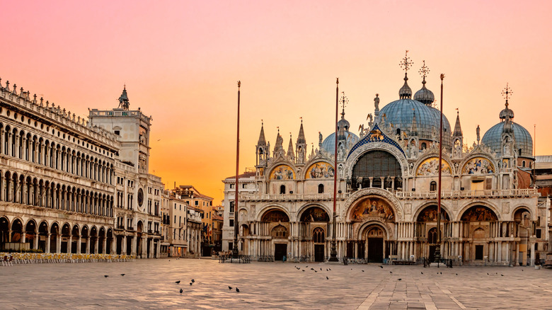 sunrise in saint marks square in venice