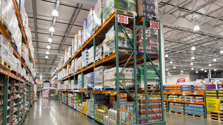 Interior shelves at a Costco
