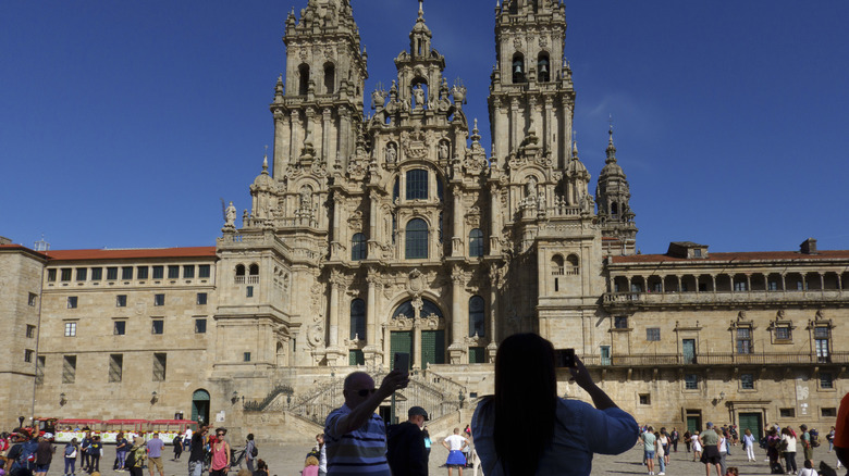 Tourists photographing Santiago de Compostela