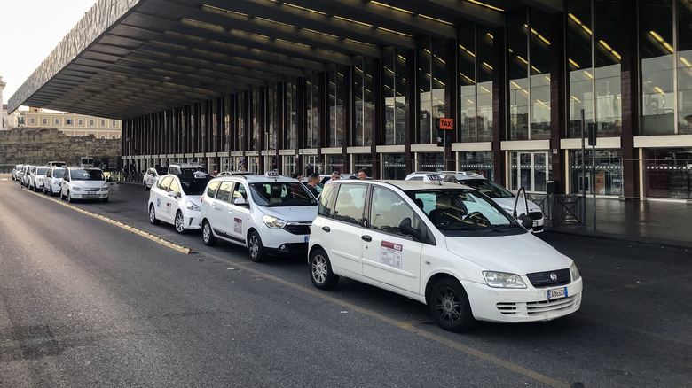 Taxi line at Termini Station in Rome, Italy