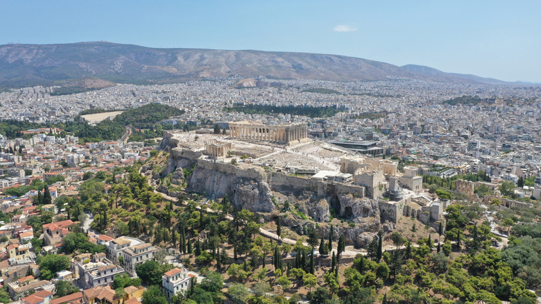 Aerial view of the Parthenon in Athens, Greece