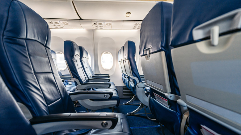 Empty seats in an airplane