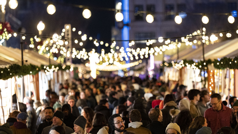 People browse the DowntownDC Holiday Market
