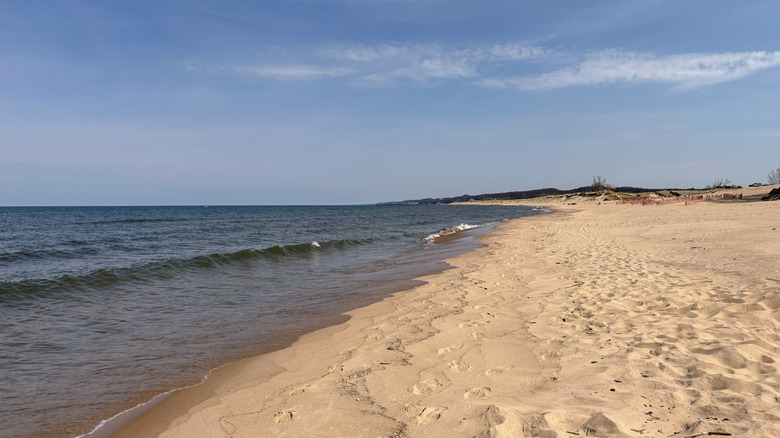 The sandy shores of Lake Michigan in Saugatuck, Michigan