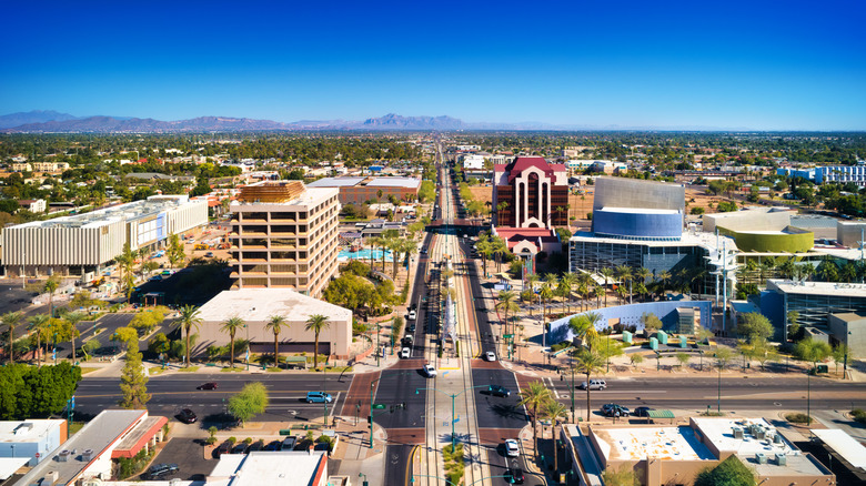 Aerial shot of downtown Mesa
