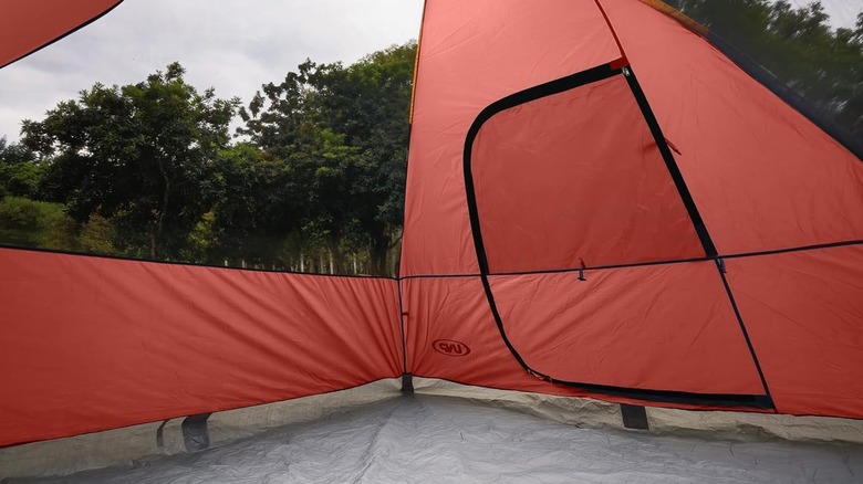 UNP red Dome Camping Tent from the inside