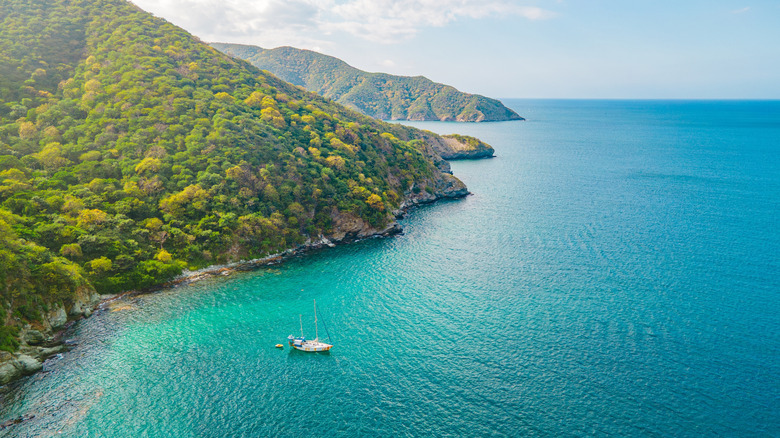 Aerial view of Tayrona National Park near Santa Marta