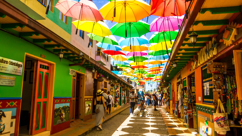 Colorful old town street in Guatape, Colombia
