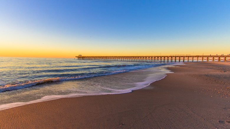Empty Myrtle Beach pier at sunrise