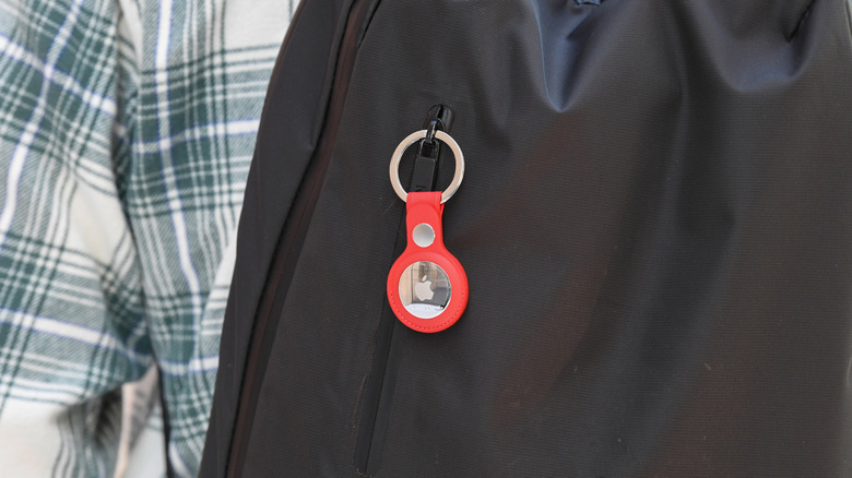 AirTag on a backpack