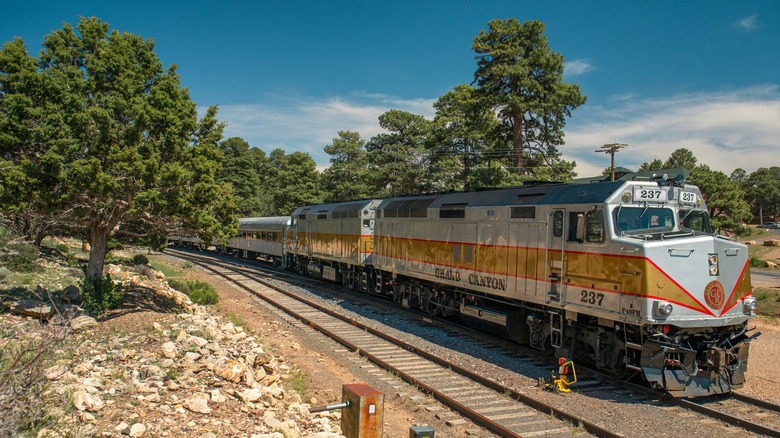 Grand Canyon Railway passenger train at Grand Canyon Village, Arizona