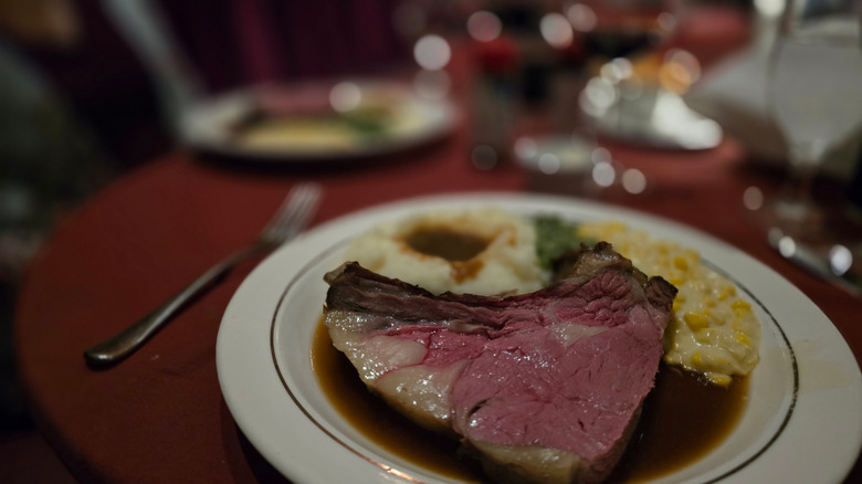 Lawry's legendary prime rib served on a table