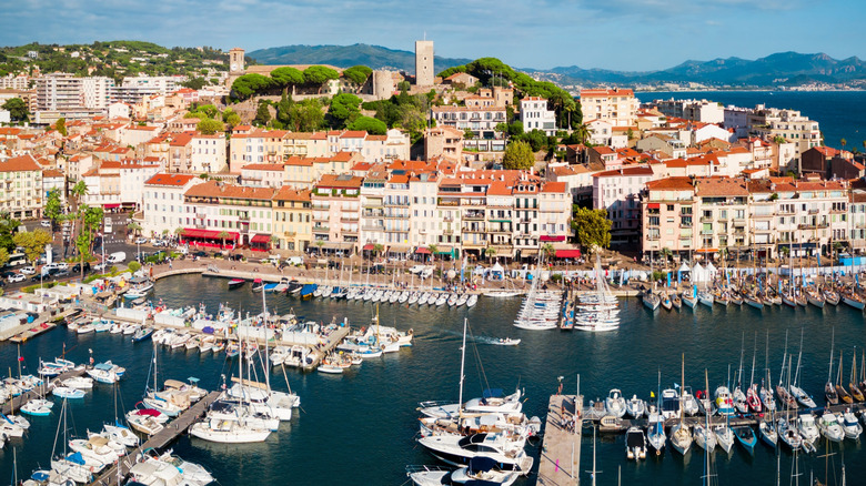 Aerial view of the Cannes port