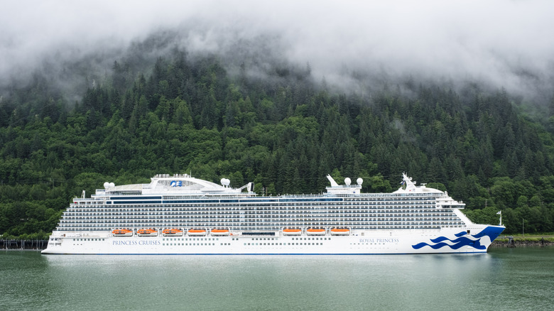 Royal Princess cruise ship docked in Juneau