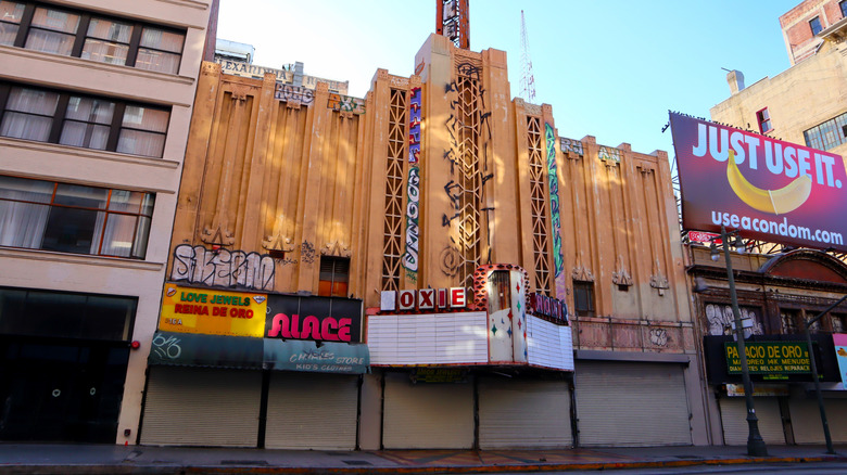 View of the exterior of the old Roxie Theater in Los Angeles