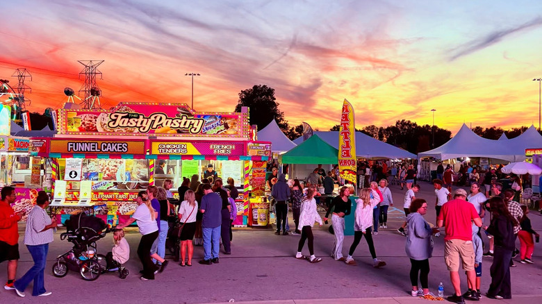 A street festival at sunset in Obetz, Ohio
